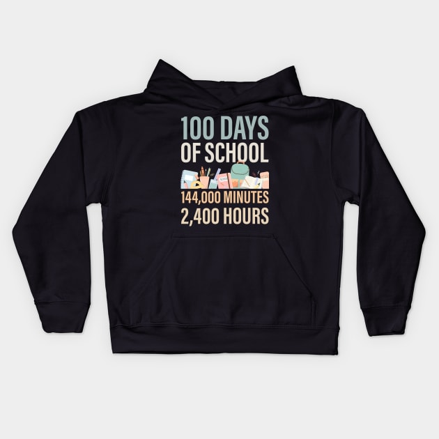 100 Days of School, Minutes and Hours Kids Hoodie by BasicallyBeachy